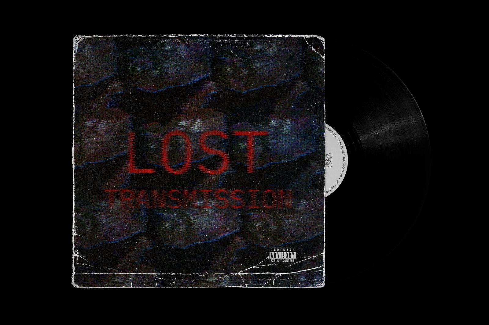 LOST TRANSMISSION — vinyl cover, degraded red type over interference